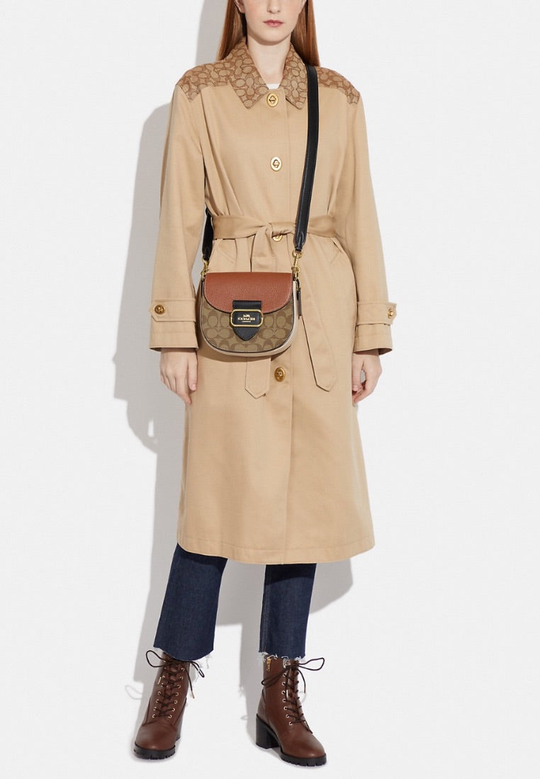 Morgan Saddle Bag In Colorblock Signature Canvas Khaki Multi