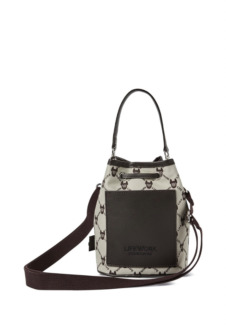 Jacquard 2WAY Mini Bucket Bag Beige