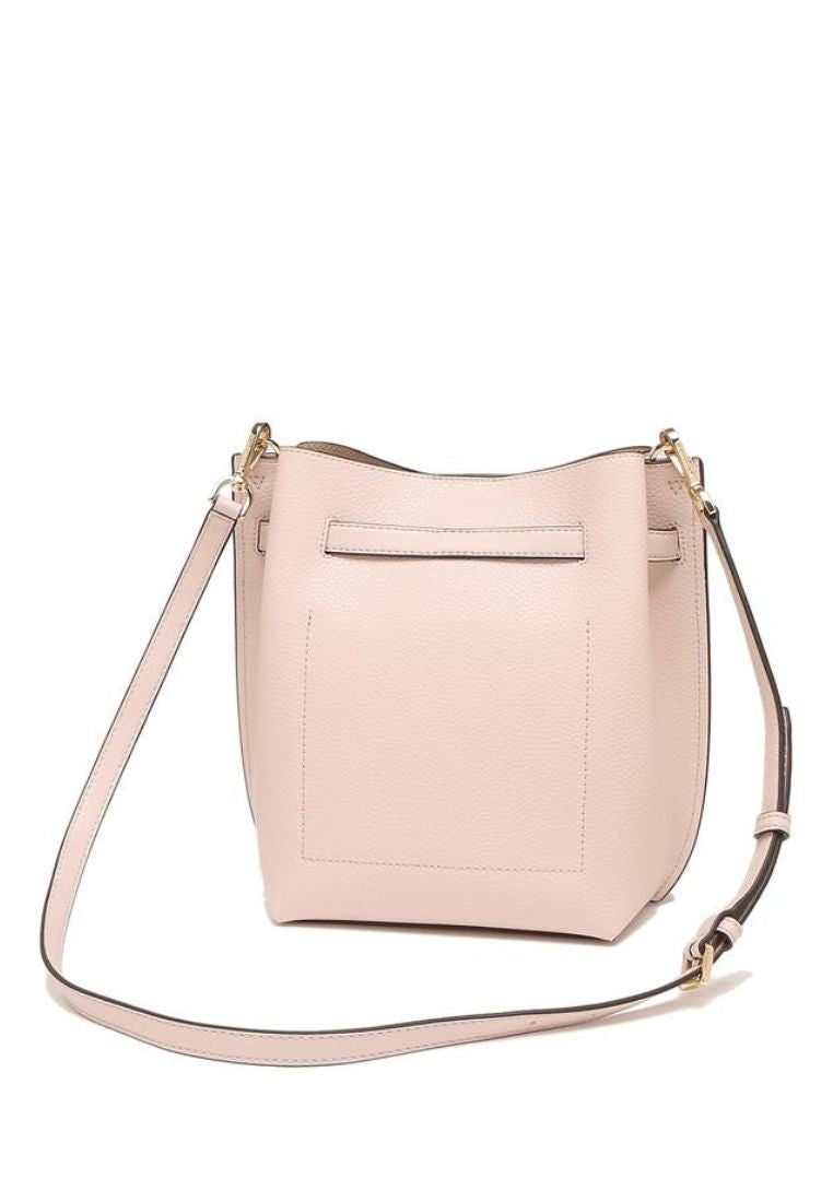 Emilia Small Pebbled Leather Bucket Bag Powder Blush
