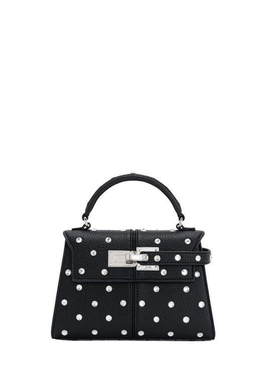 Elise Artificial Crystal Top Handle Bag - Black