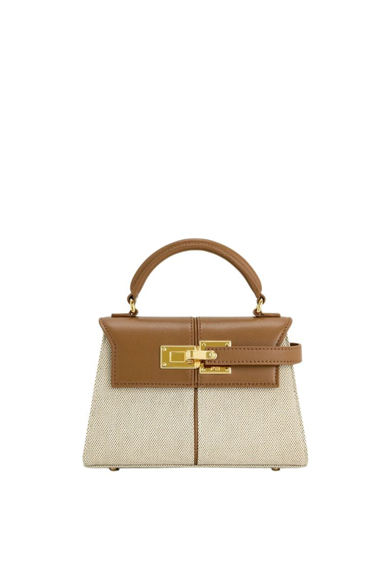 Elise Top Handle Bag - Brown Canvas