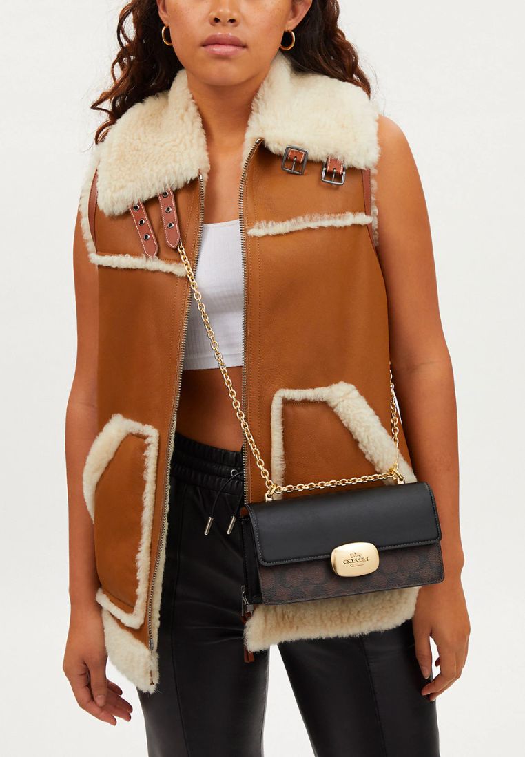 Eliza Flap Crossbody In Signature Canvas Brown Black