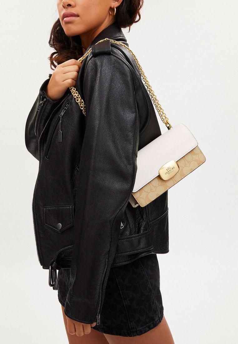 Eliza Flap Crossbody In Signature Canvas Light Khaki Chalk