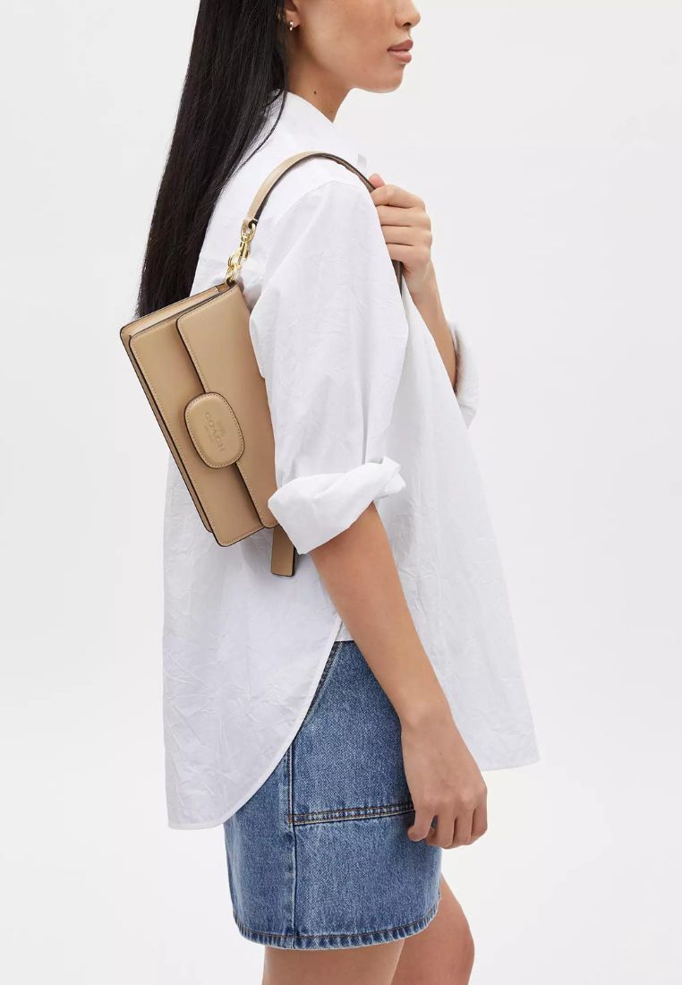 Eliza Flap Crossbody With Leather Covered Closure Gold Tan