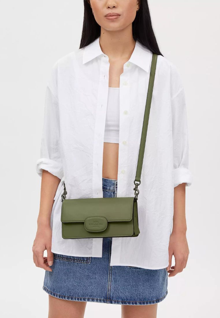 Eliza Flap Crossbody With Leather Covered Closure Military Green
