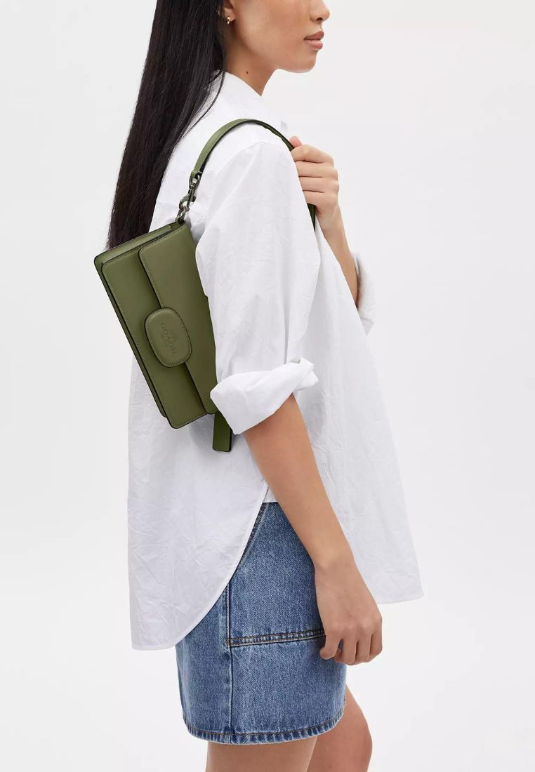 Eliza Flap Crossbody With Leather Covered Closure Military Green