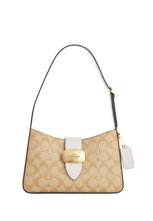 Eliza Shoulder Bag In Signature Canvas Light Khaki Chalk