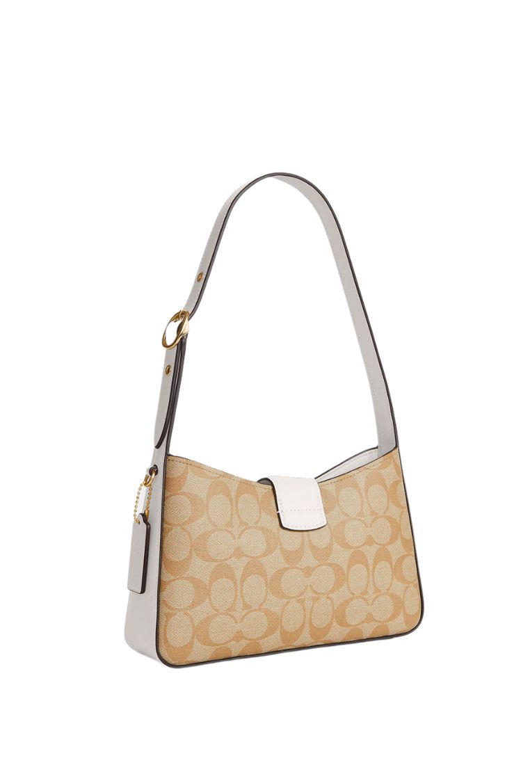 Eliza Shoulder Bag In Signature Canvas Light Khaki Chalk