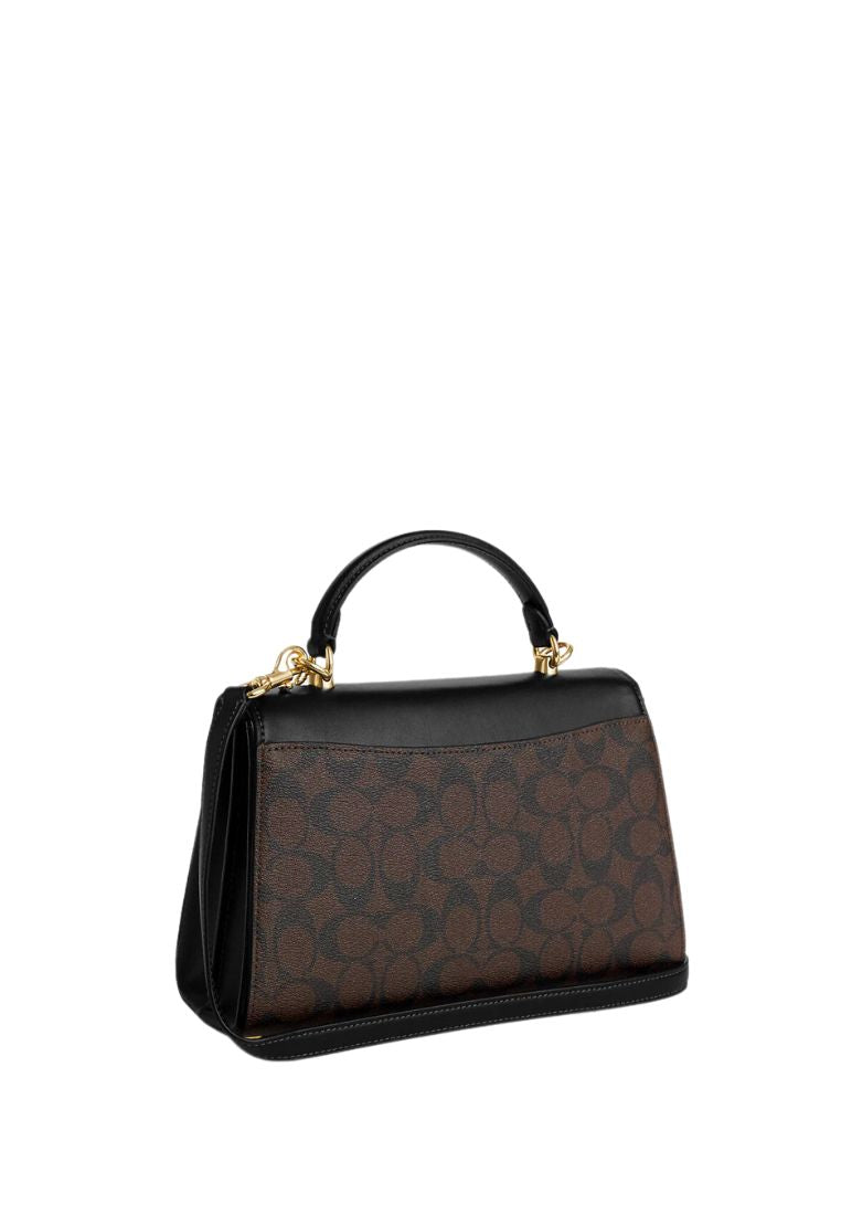 Eliza Top Handle In Signature Canvas Brown Black