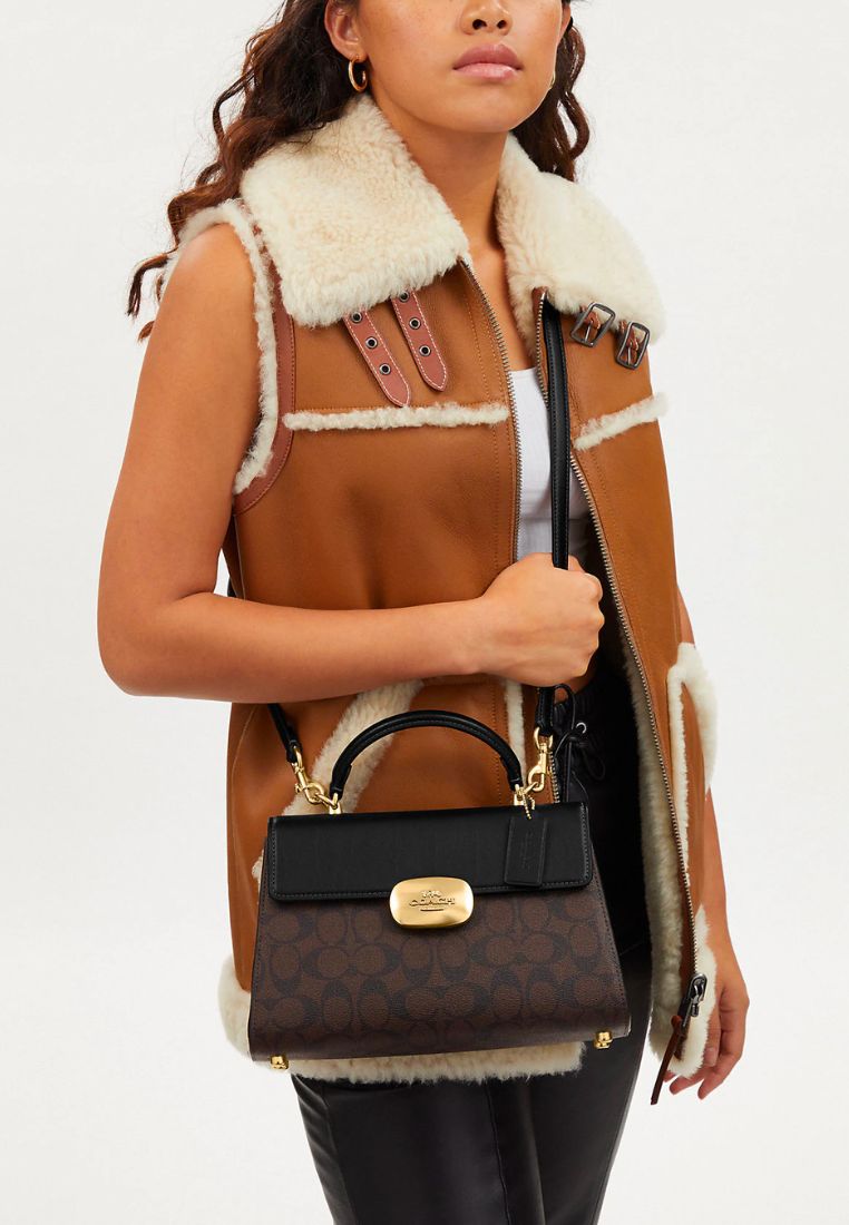 Eliza Top Handle In Signature Canvas Brown Black