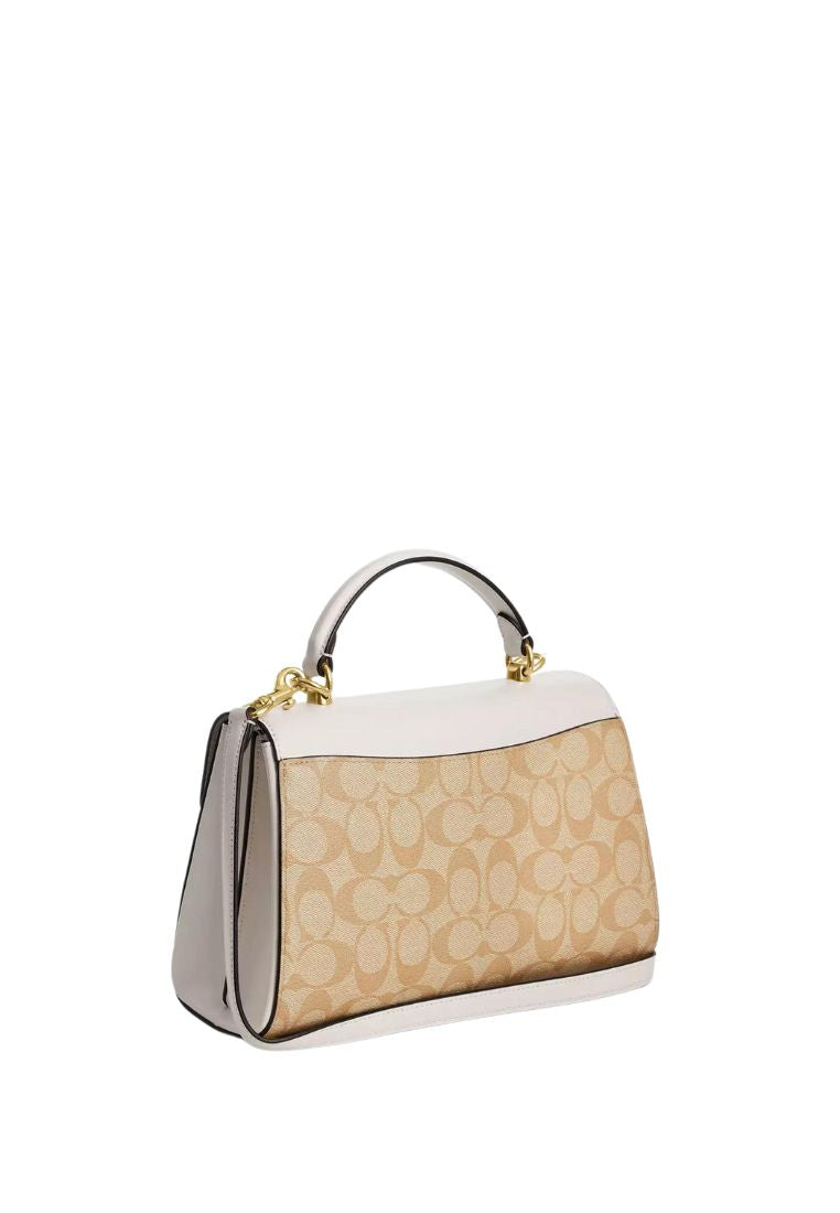 Eliza Top Handle In Signature Canvas Light Khaki Chalk