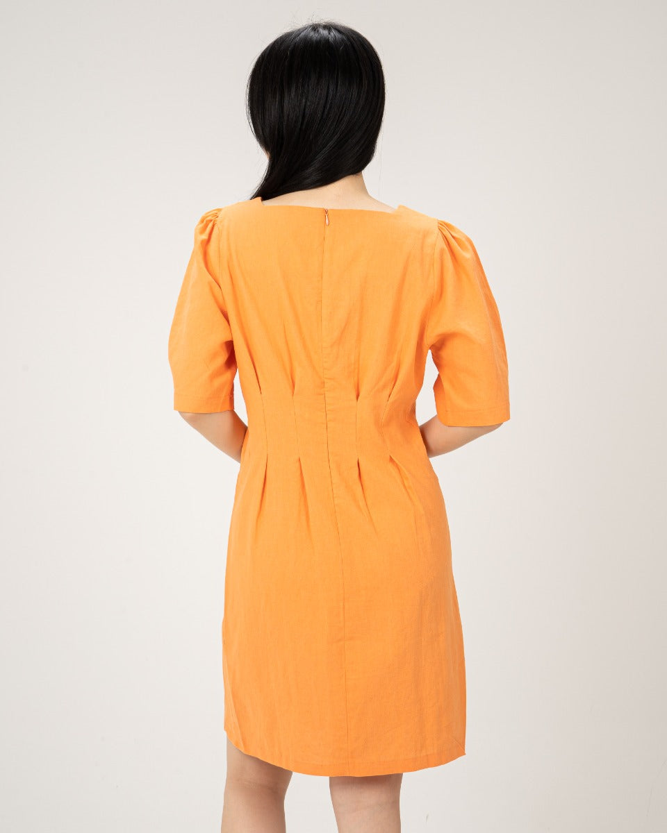 Sweetheart Neckline Mini Dress-ORANGE
