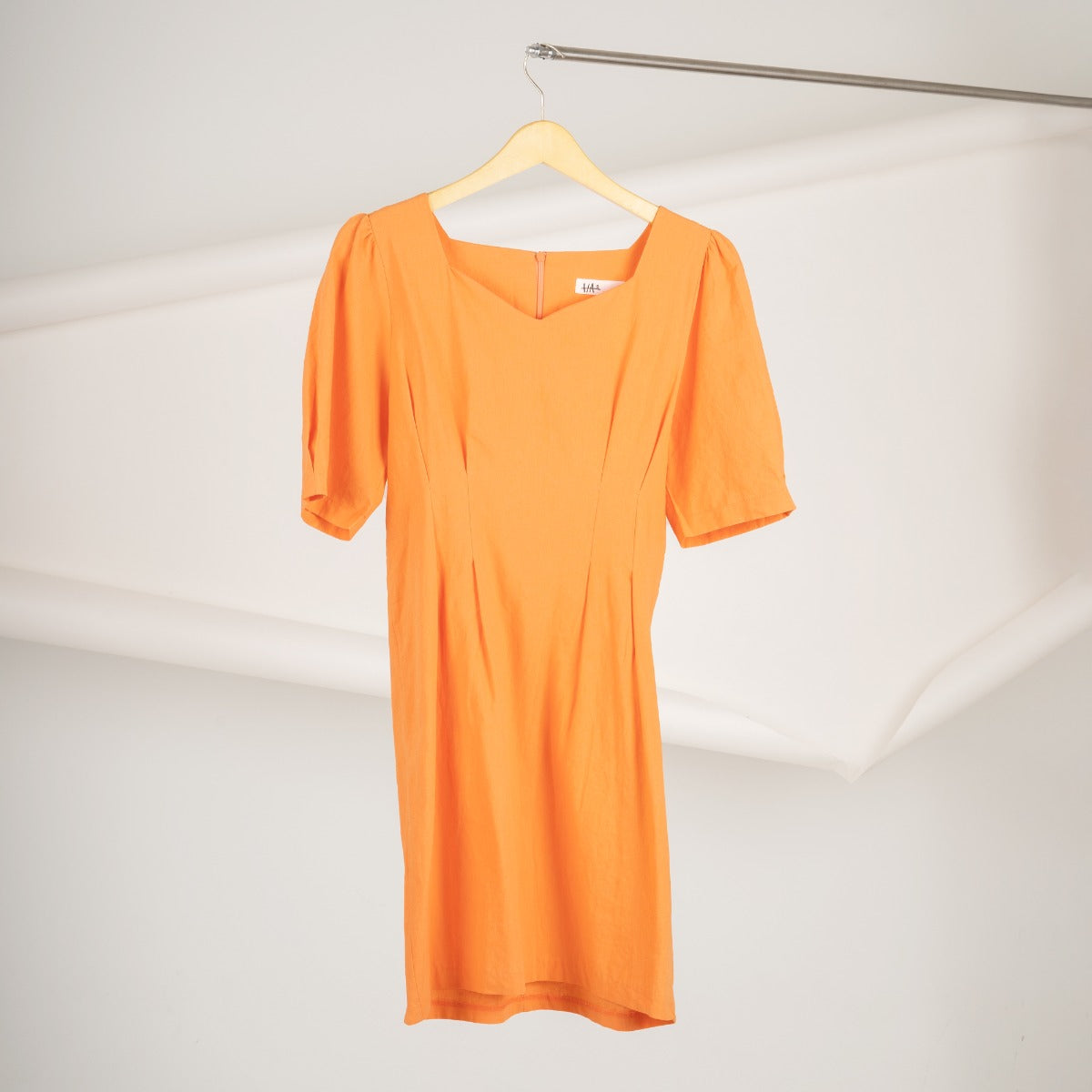 Sweetheart Neckline Mini Dress-ORANGE