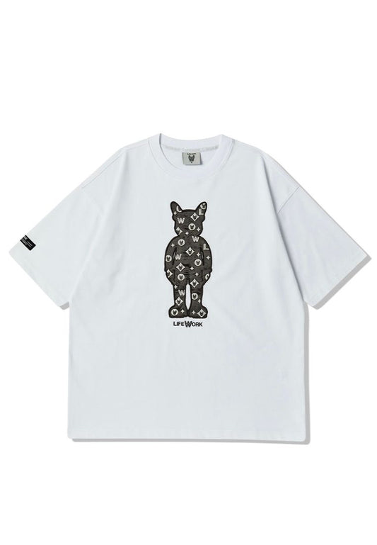 Embroidery Mono Figure T-Shirt White