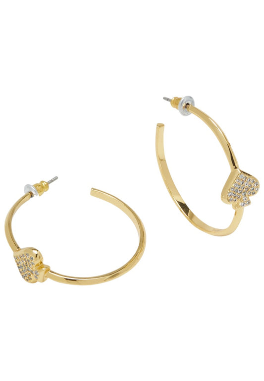 Everyday Spade Pave Hoops Clear Gold