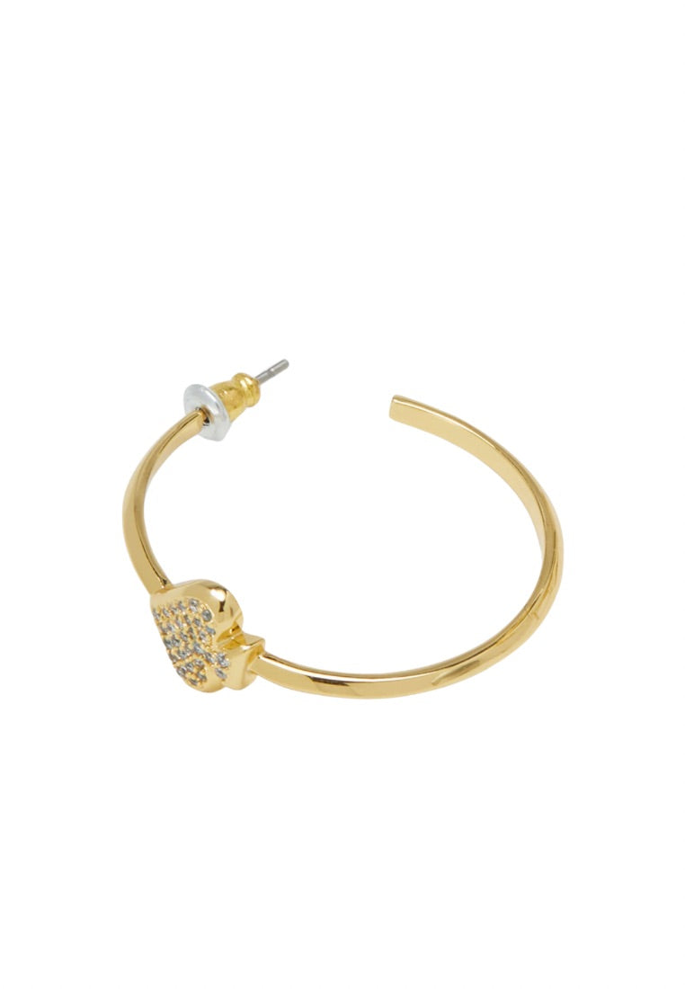 Everyday Spade Pave Hoops Clear Gold