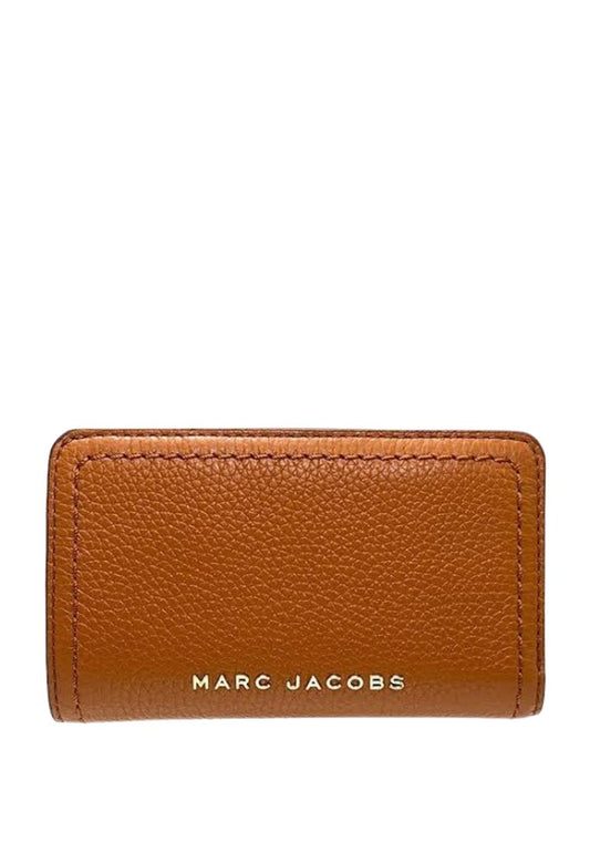 Topstitched Compact Zip Wallet Smoked Almond