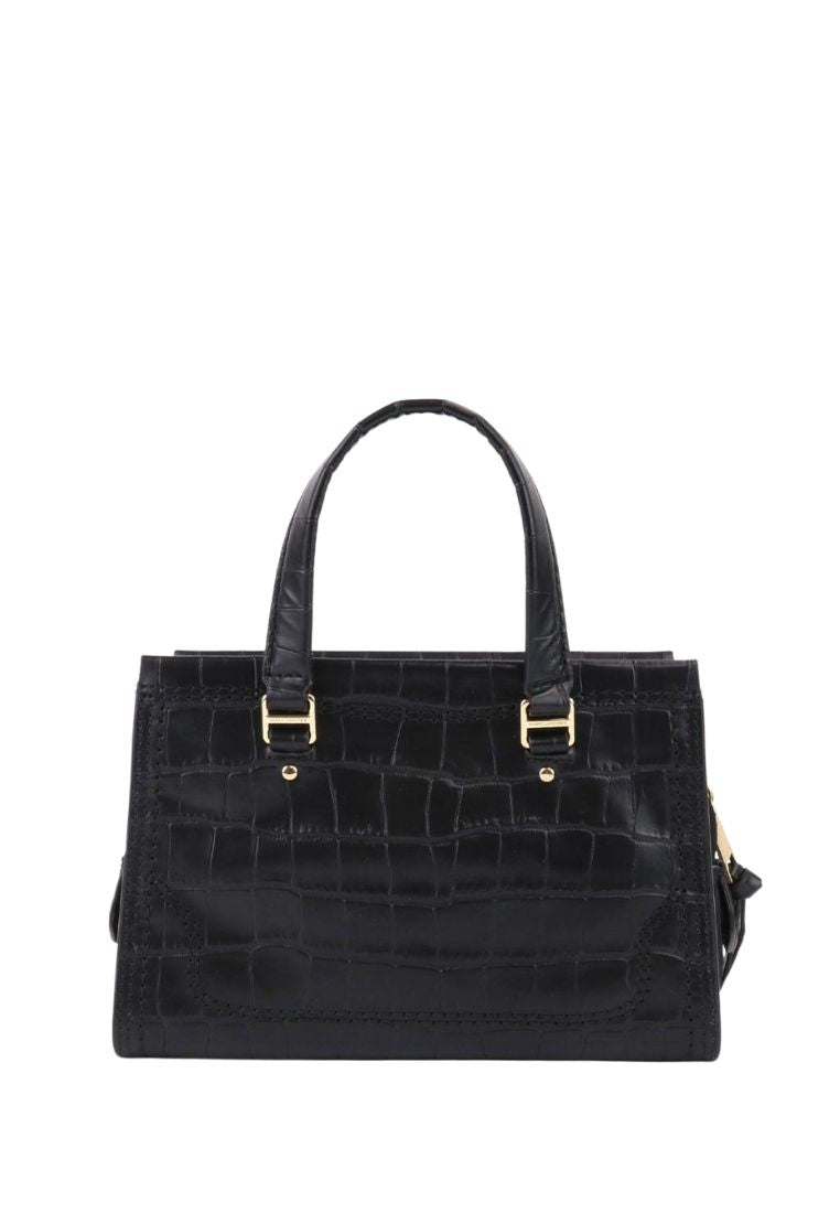 Croc-Embossed Mini Cruiser Satchel Bag Black