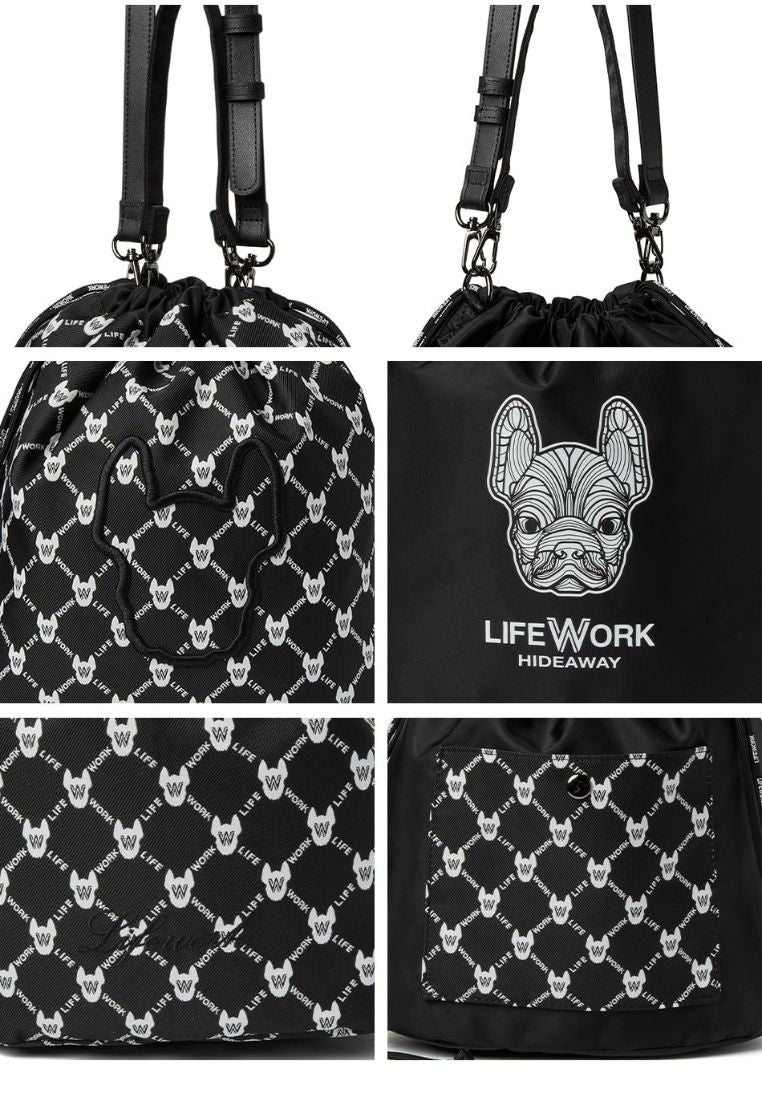 Jacquard Reversible Bucket Bag Pattern Black