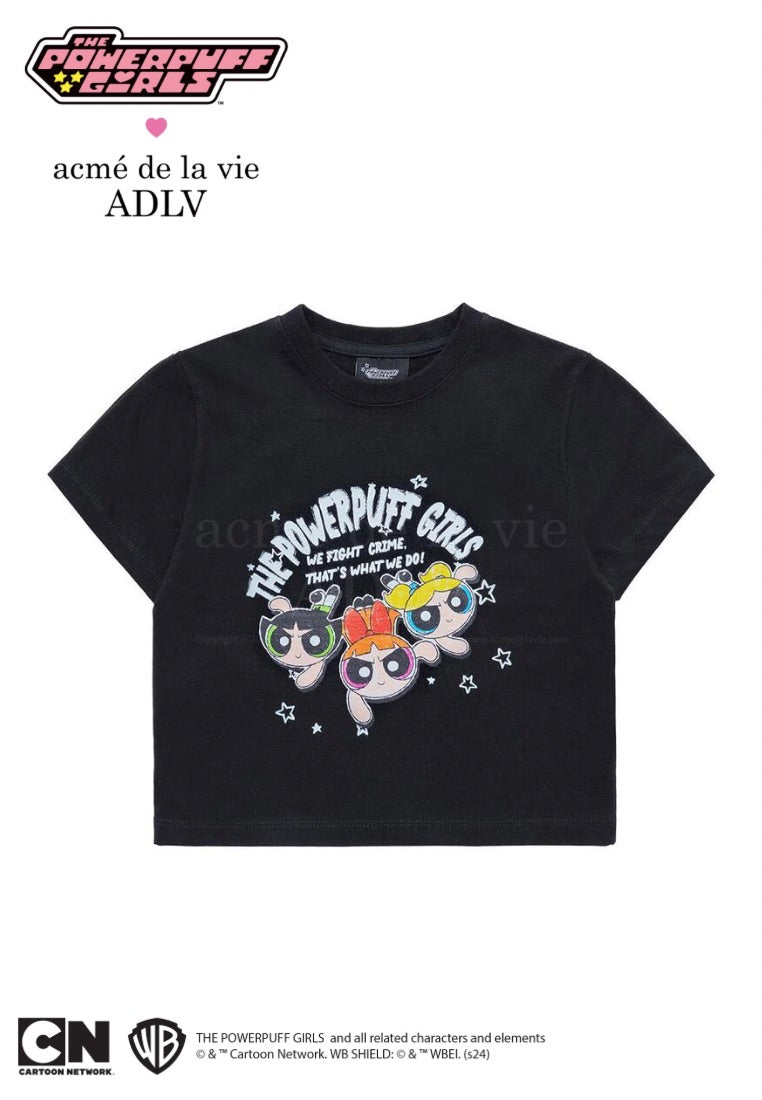 The Powerpuff Girls x Acmedelavie Crayon Artwork Crop T-Shirts Black