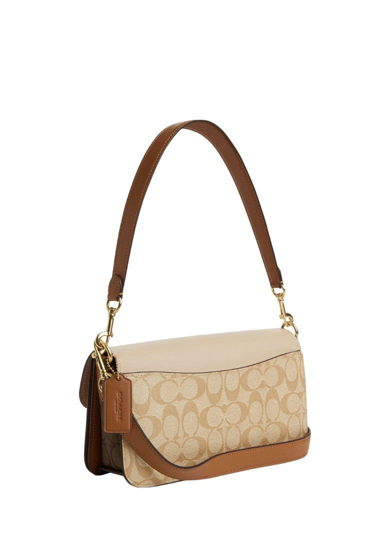 Morgan Shoulder Bag In Blocked Signature Canvas Light Khaki Multi