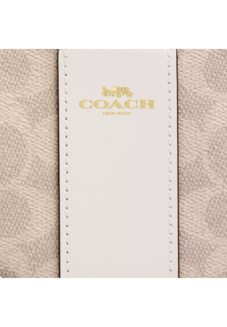 Corner Zip Wristlet In Signature Canvas With Stripe Gold Sand Chalk