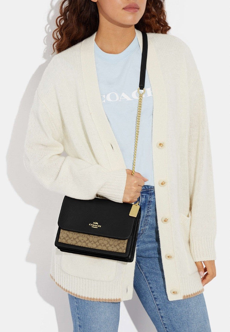 Klare Crossbody Bag In Micro Signature Canvas Khaki Black