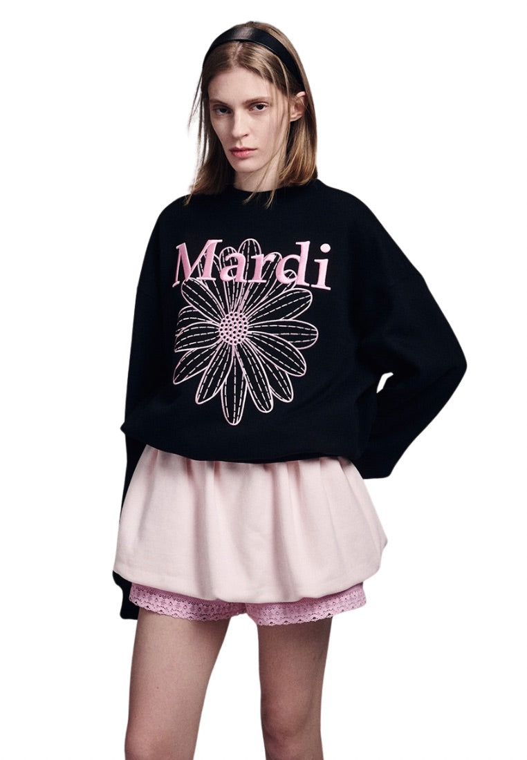 Sweatshirt FlowerMardi Needlework Black Pink