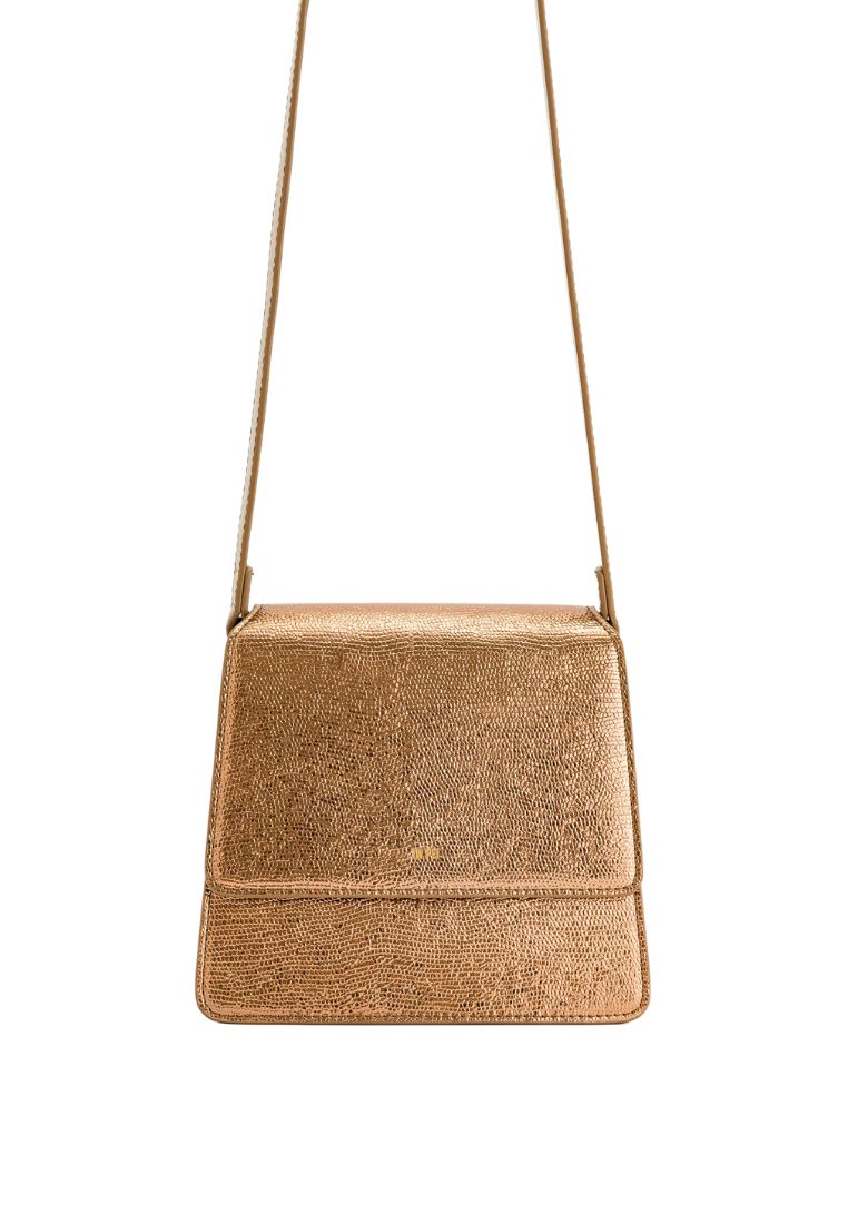 FAE Metallic Top Handle Crossbody - Ancient Gold Lizard