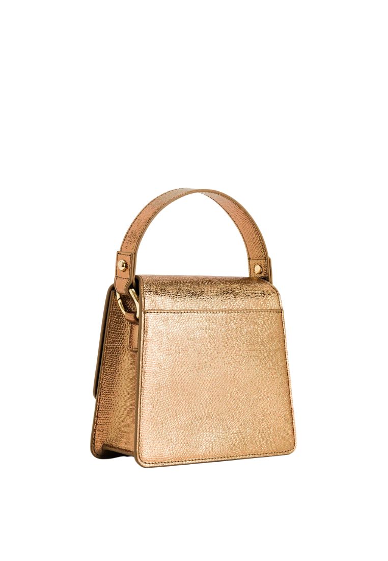 FAE Metallic Top Handle Crossbody - Ancient Gold Lizard