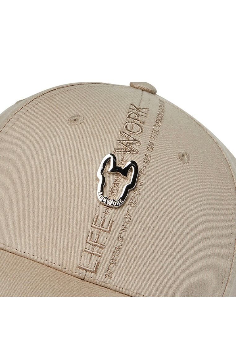 Logo Accent Cotton Baseball Cap Beige