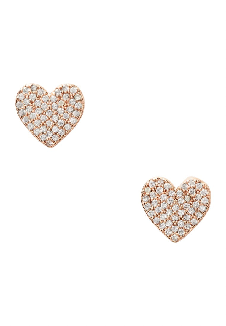 Yours Truly Pave Heart Studs Rose Gold