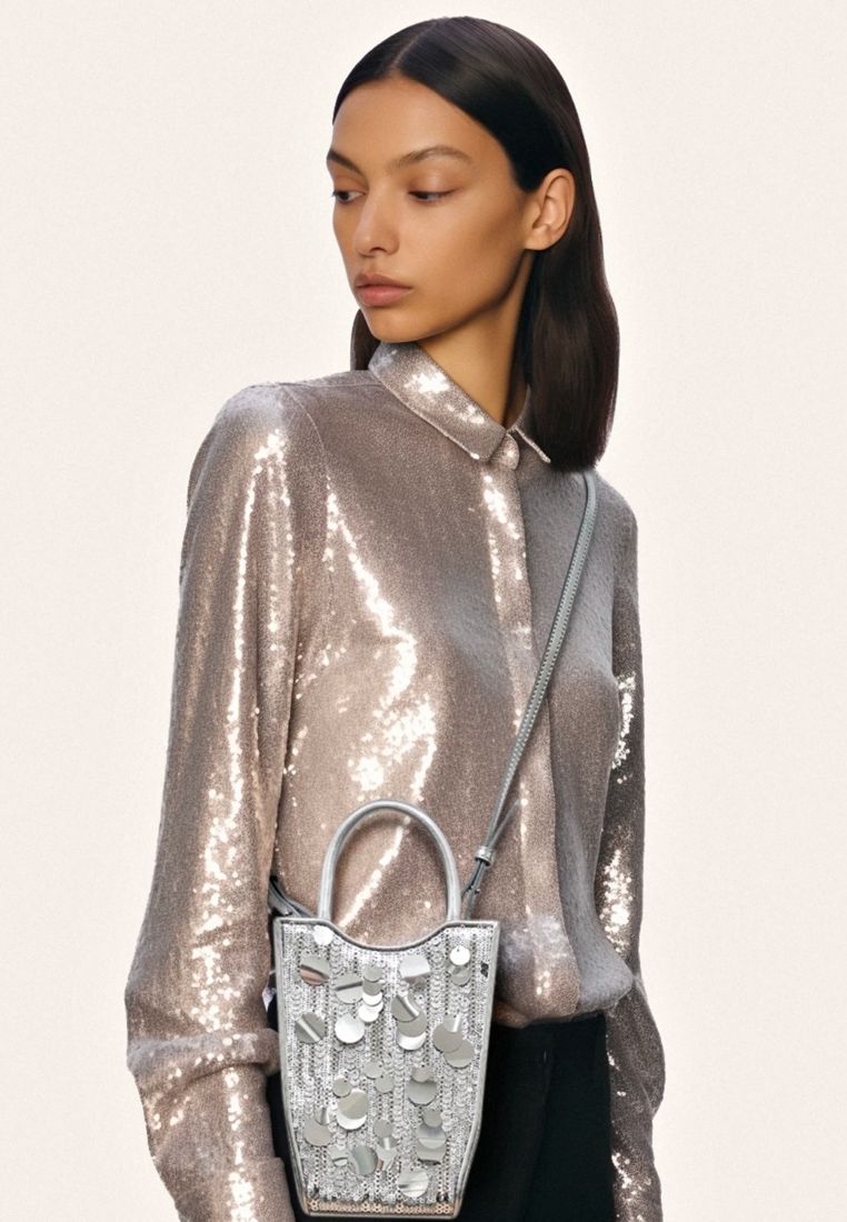 FEI Metallic Sequin Phone Bag - Silver