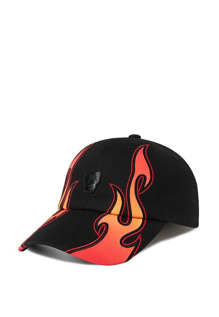 Flame Soft Ball Cap Black