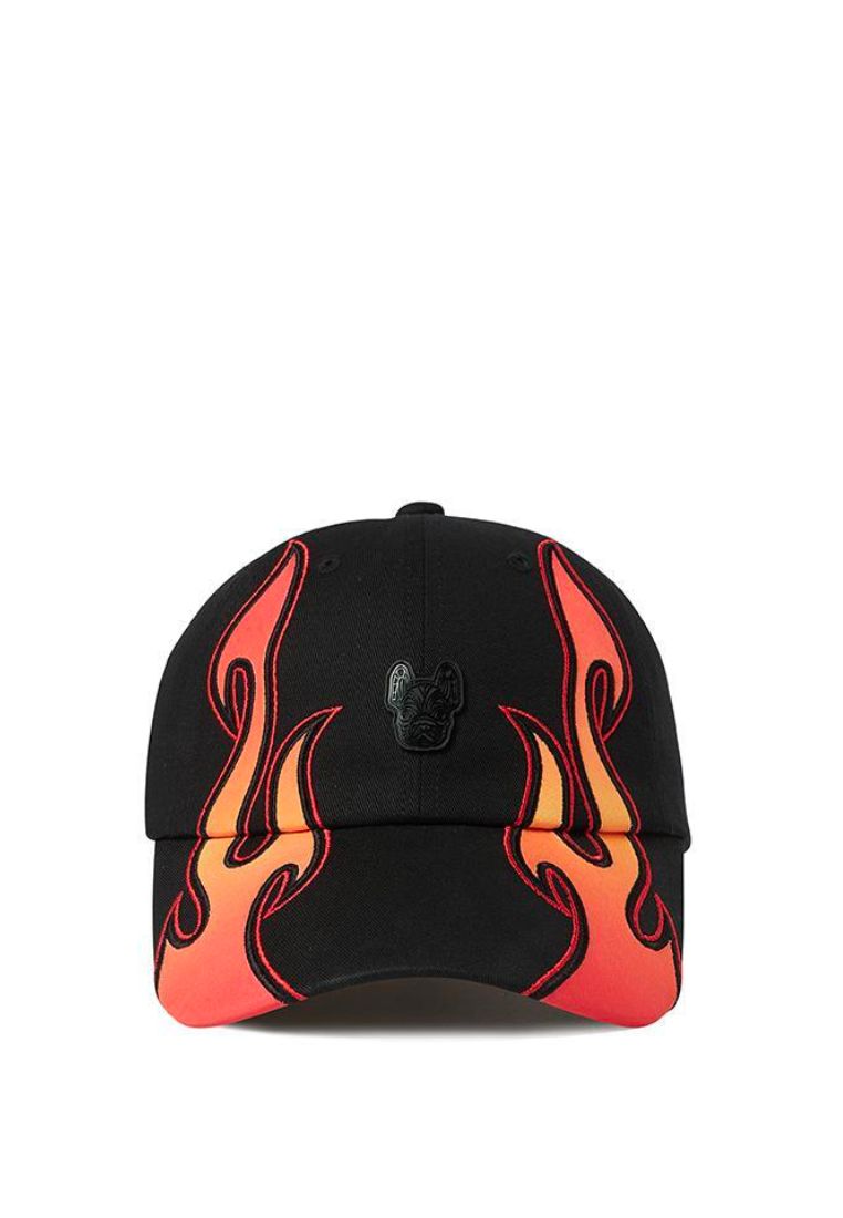 Flame Soft Ball Cap Black