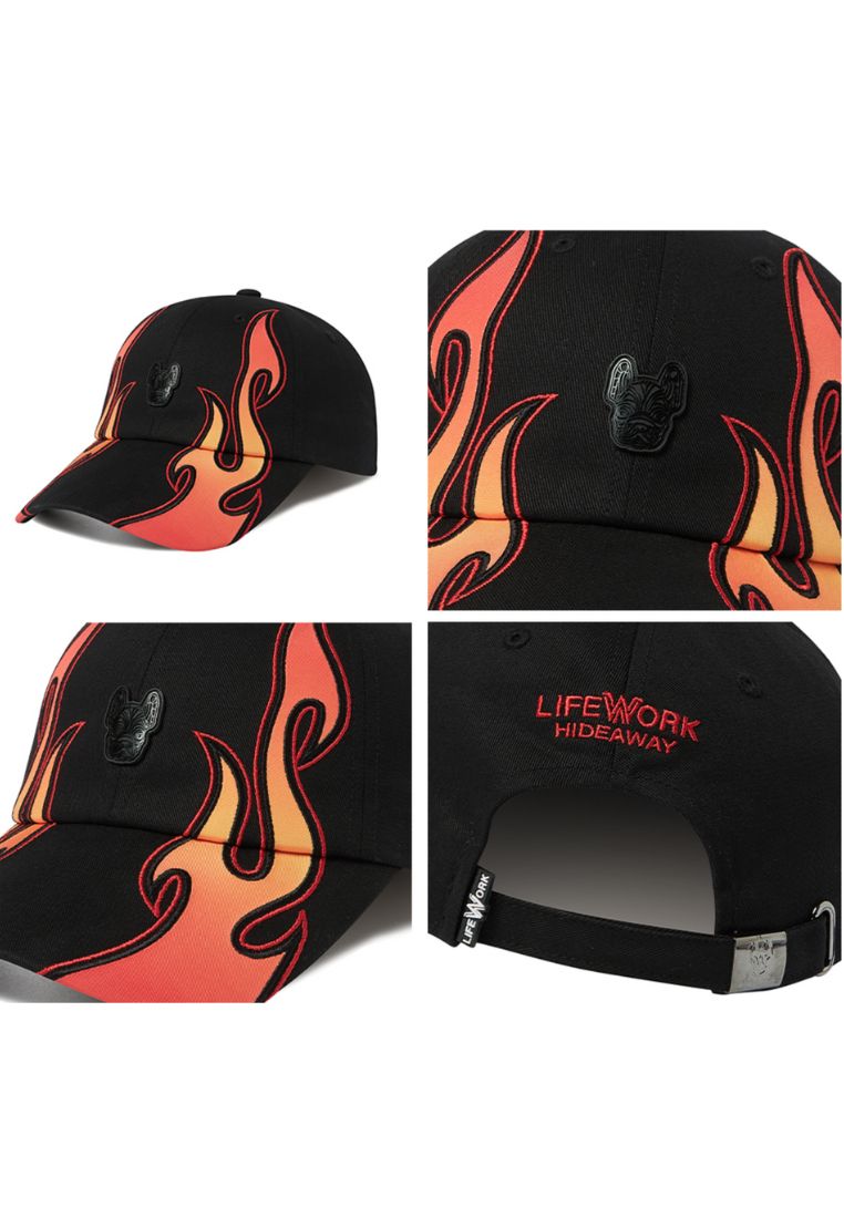 Flame Soft Ball Cap Black