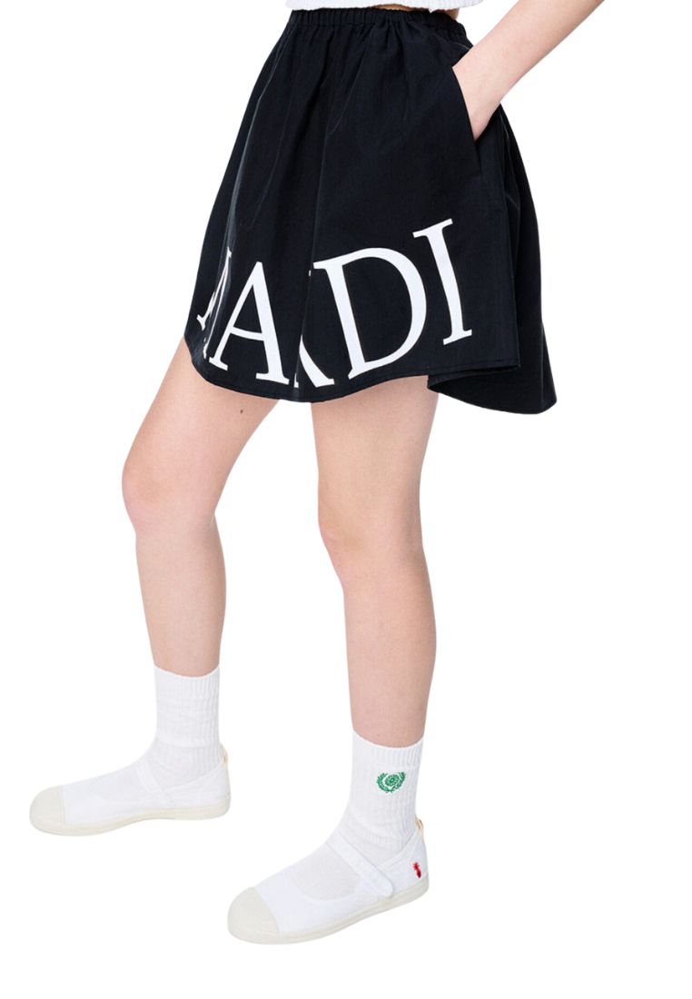 Flare Banding Skirt Black White