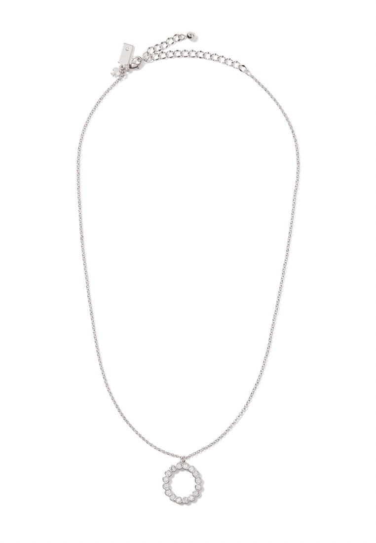 Full Circle Mini Pendant Necklace Clear Silver