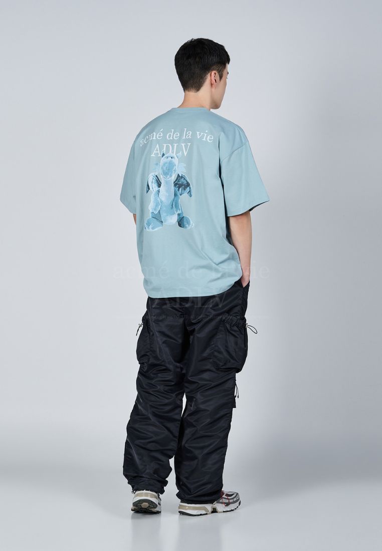 Fuzzy Dragon Artwork Short Sleeve T-Shirt Dark Mint