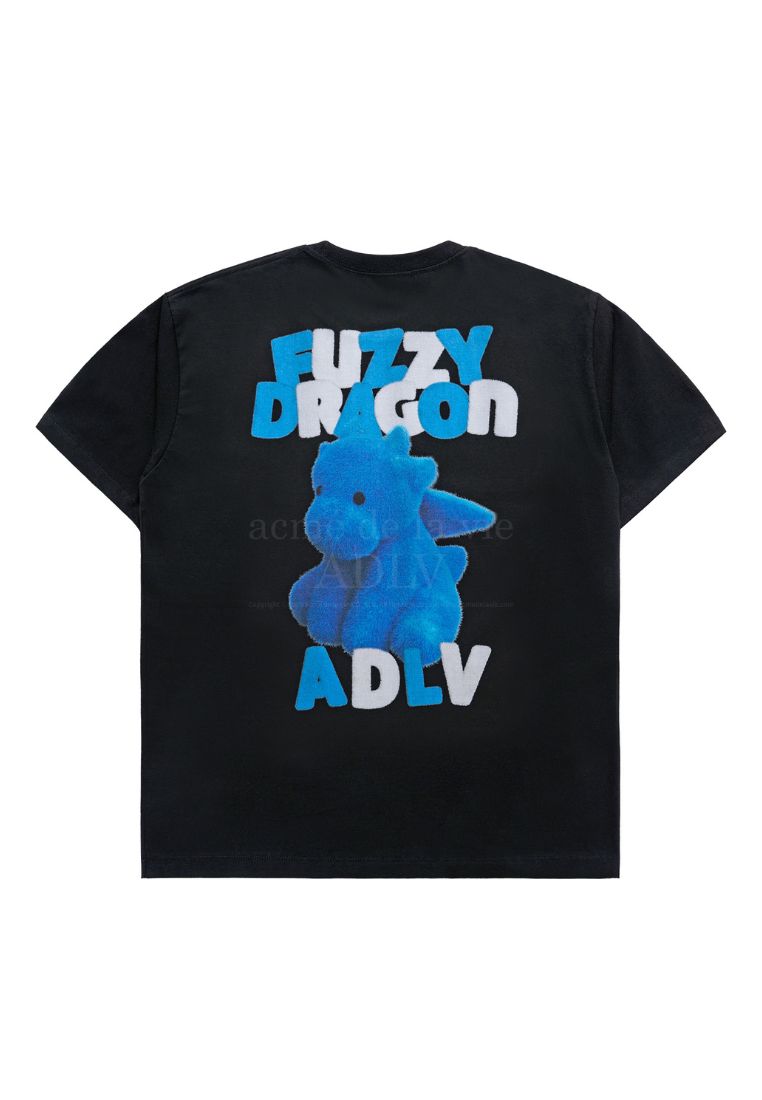 Fuzzy Font Dragon Short Sleeve T-Shirt Black