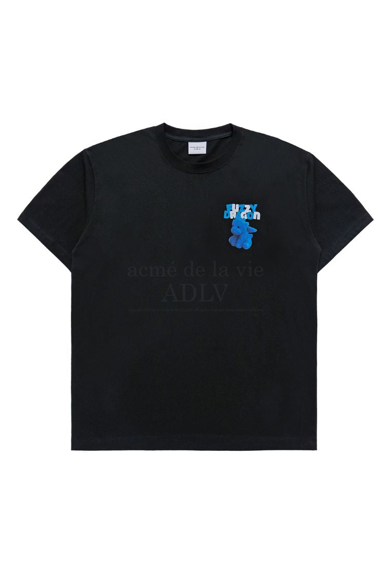 Fuzzy Font Dragon Short Sleeve T-Shirt Black