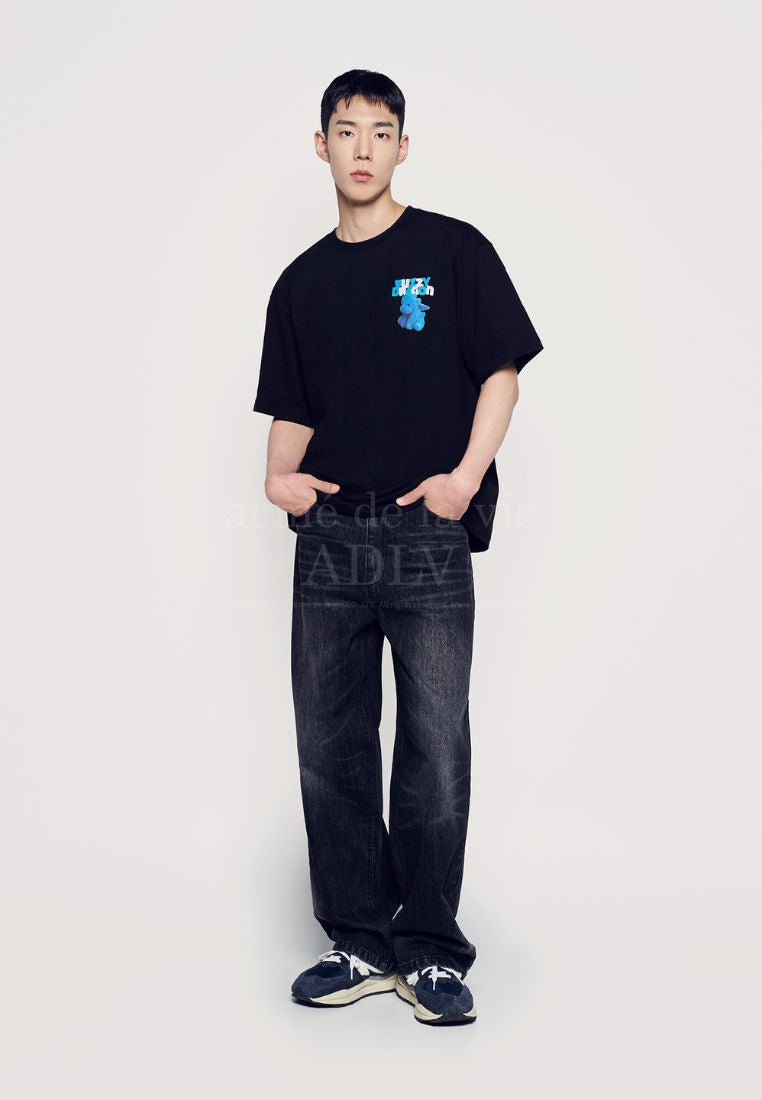 Fuzzy Font Dragon Short Sleeve T-Shirt Black