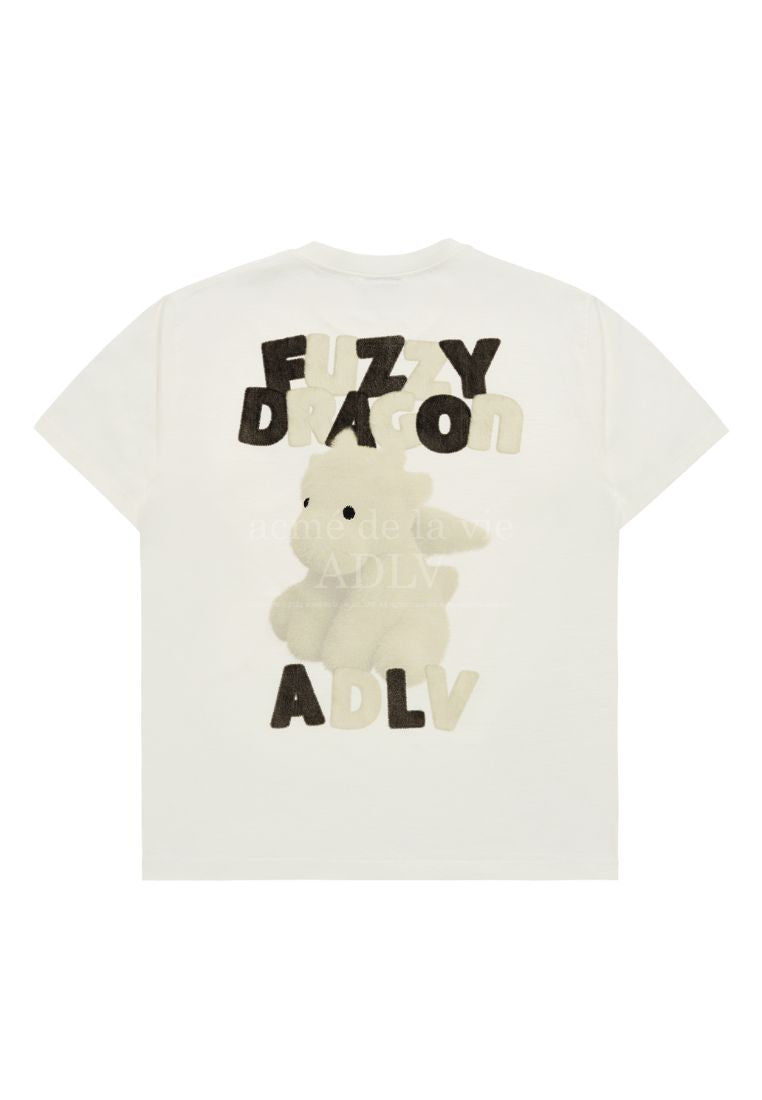Fuzzy Font Dragon Short Sleeve T-Shirt Cream