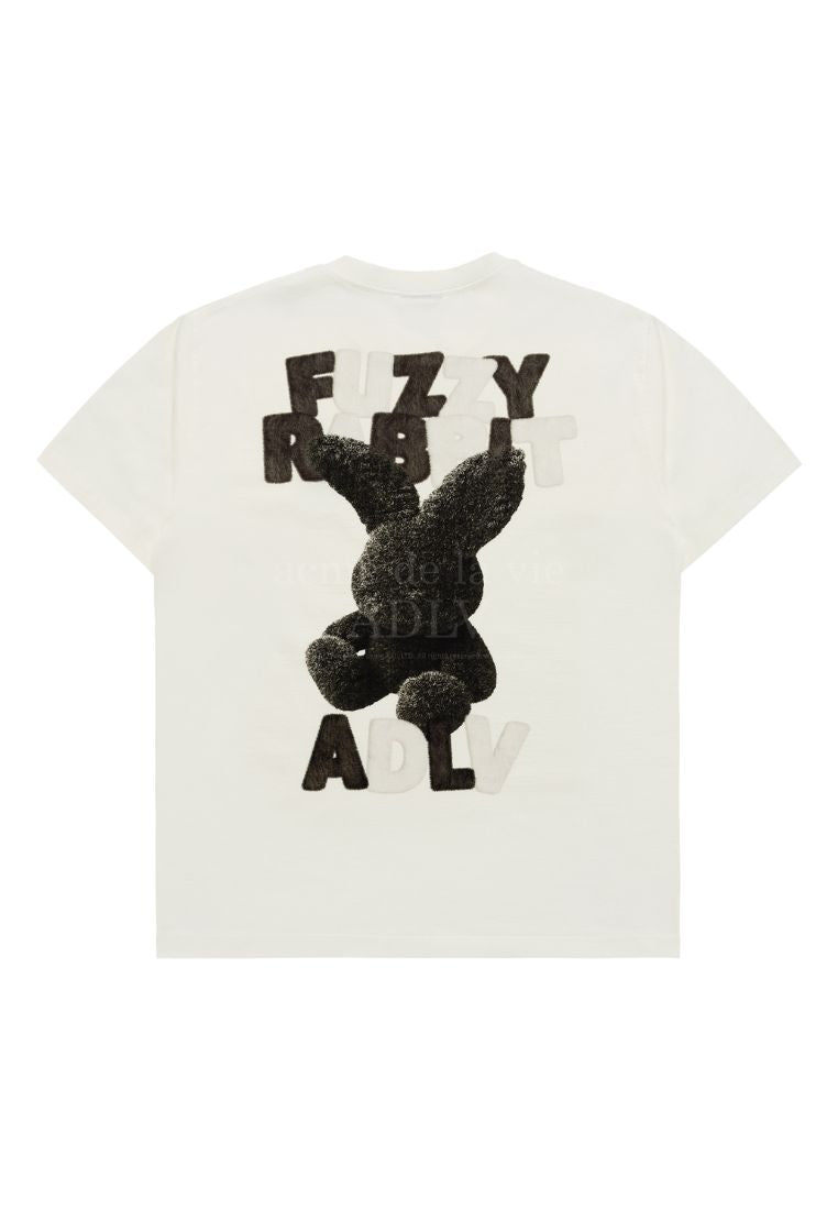 Fuzzy Font Rabbit Short Sleeve T-Shirt Cream