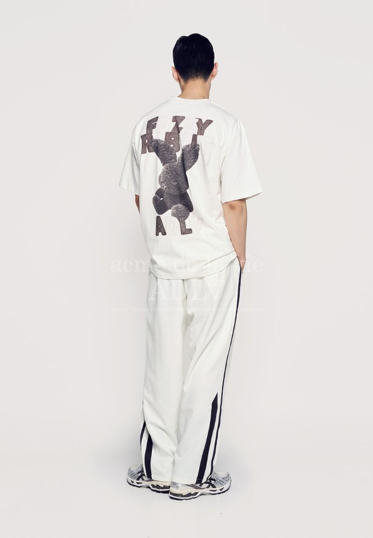 Fuzzy Font Rabbit Short Sleeve T-Shirt Cream