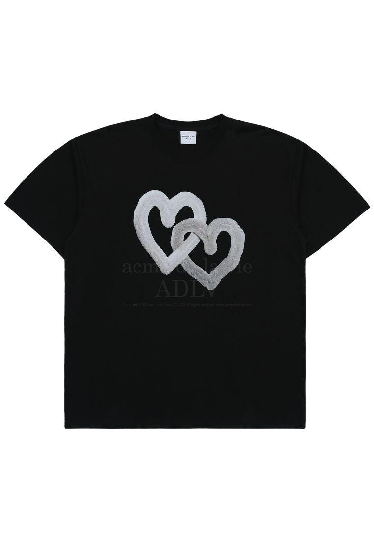 Fuzzy Heart Artwork Short Sleeve T-Shirt Black