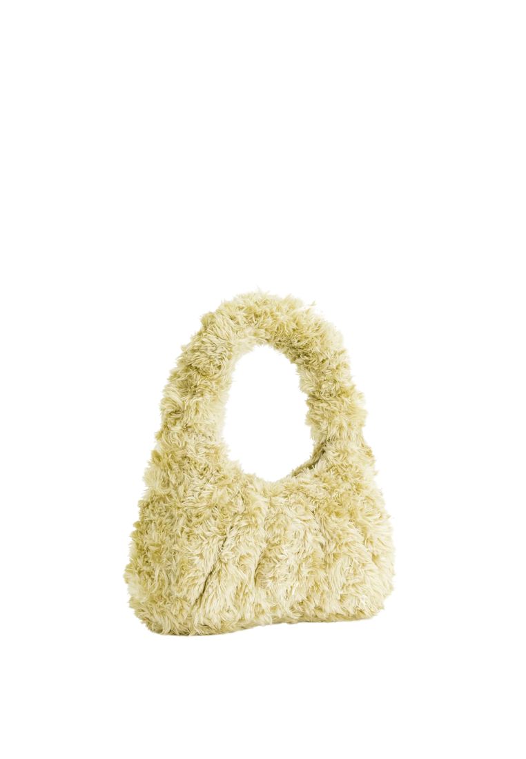 Gabbi Faux Fur Medium Ruched Hobo Handbag - Light Green