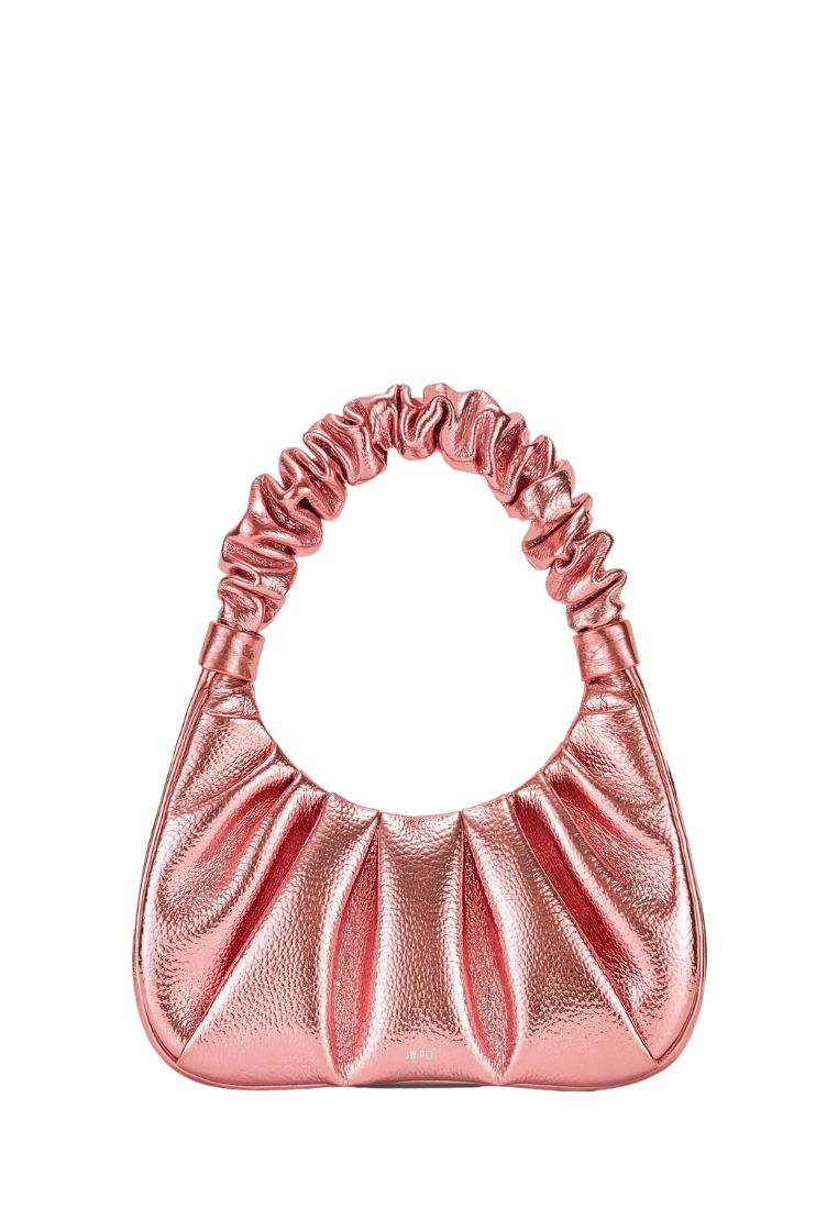 Gabbi Metallic Ruched Hobo Handbag - Pink