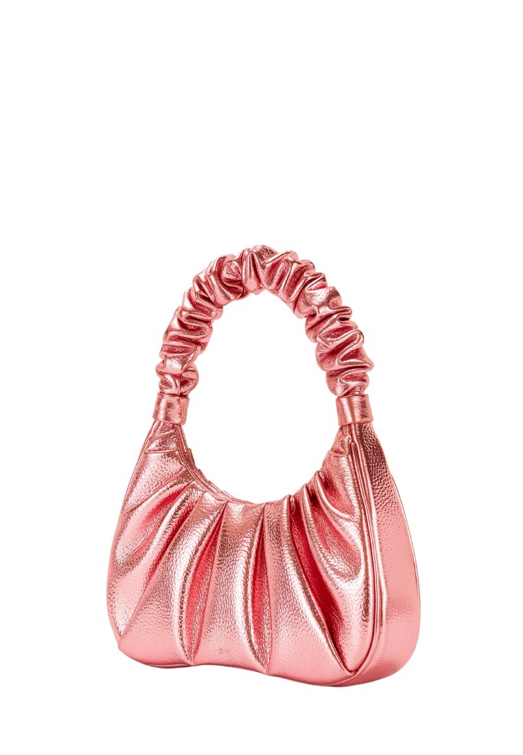 Gabbi Metallic Ruched Hobo Handbag - Pink