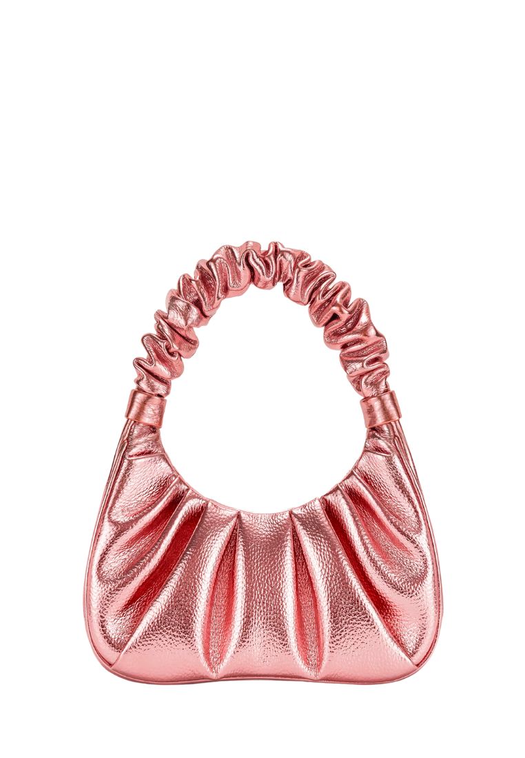 Gabbi Metallic Ruched Hobo Handbag - Pink